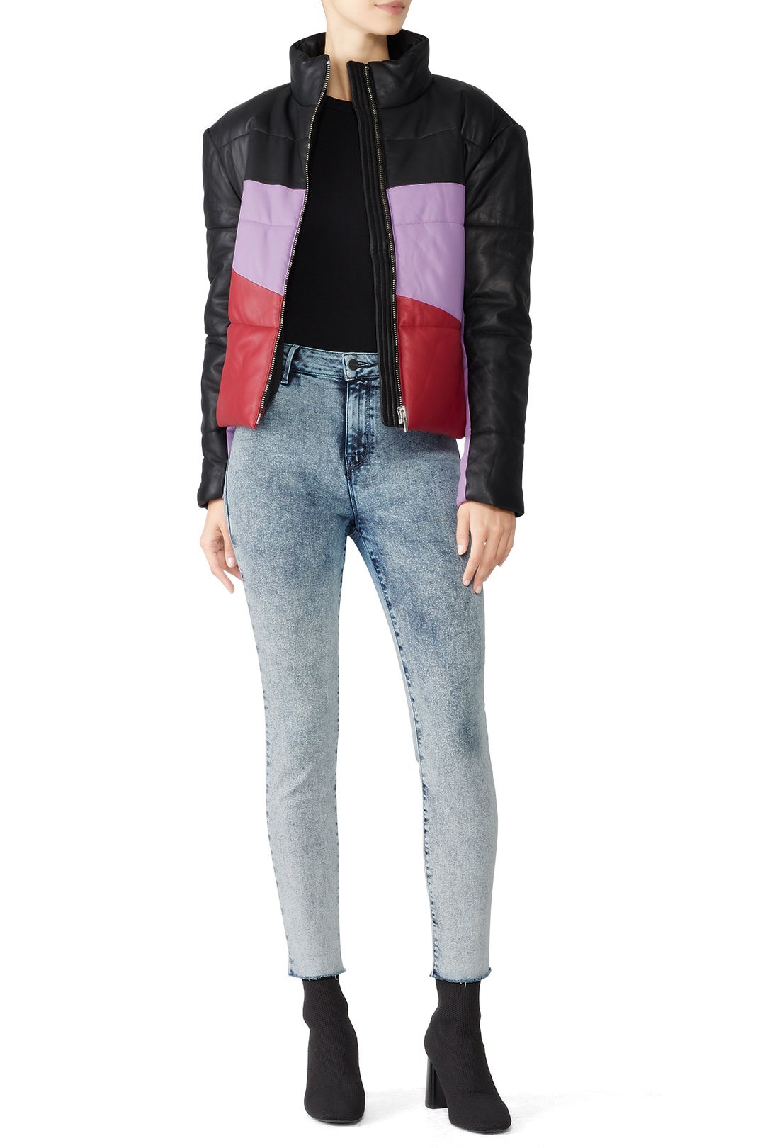 Sharpe Leather Combo Jacket by VEDA 0