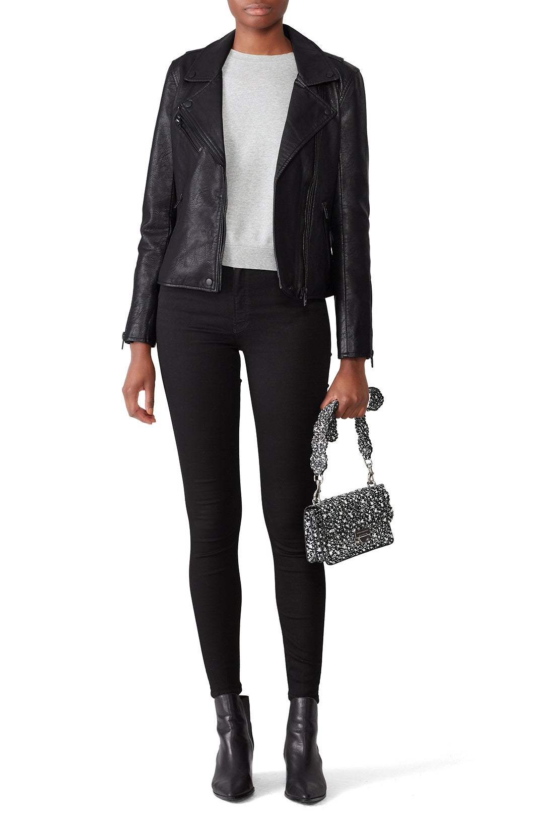 Black Faux Leather Moto Jacket by BLANKNYC 0