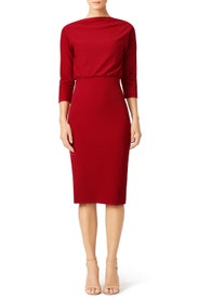 Red French Collar Sheath by Badgley Mischka