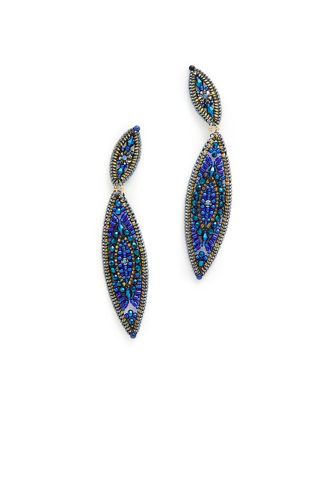 Sapphire Bay Leaf Earrings by Miguel Ases 1