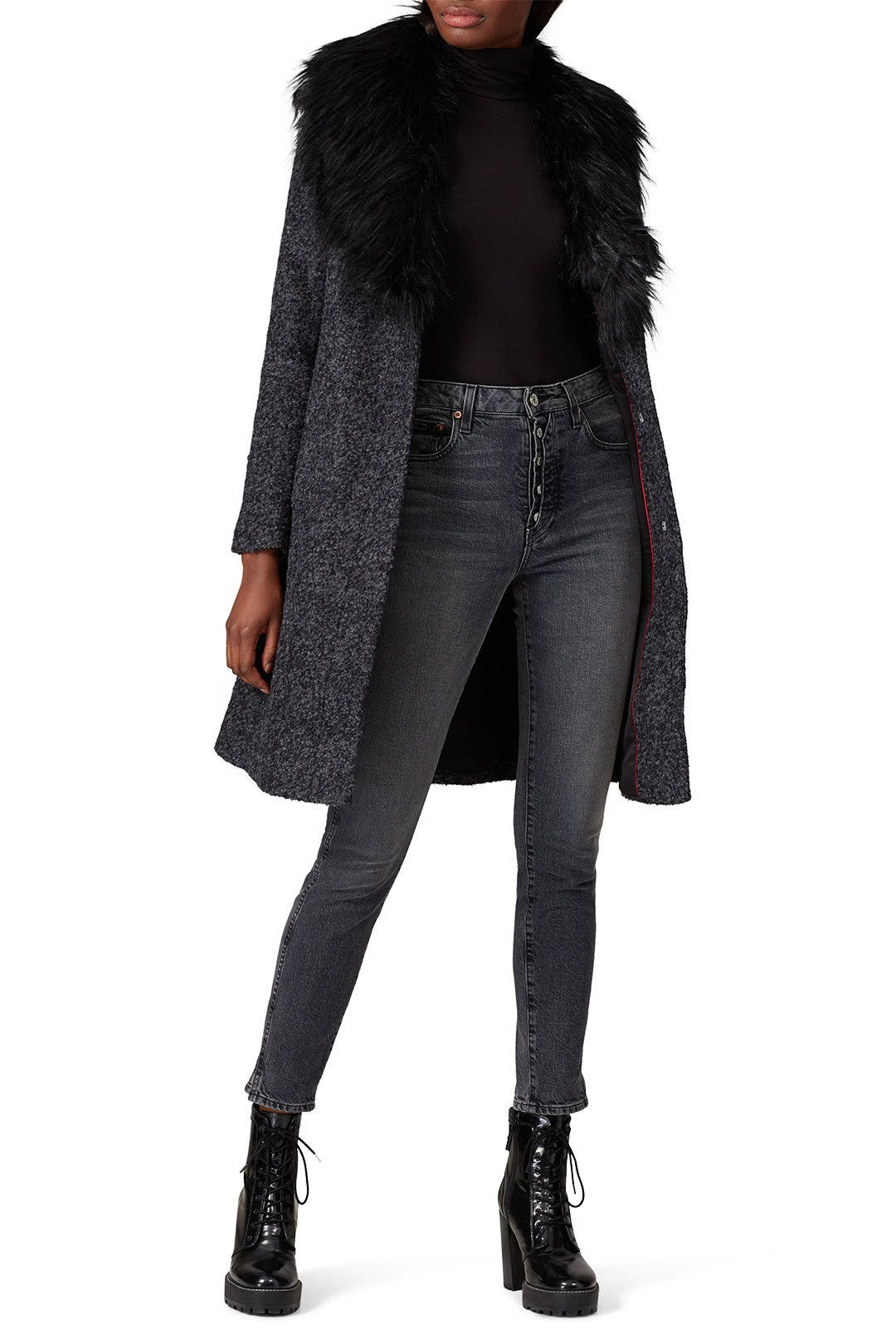 Charcoal Flat Boucle Coat by NVLT 0