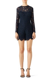 Navy Lace Romper by Amanda Uprichard