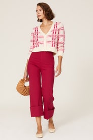 Poppy Plaid Crop Cardigan by Central Park West