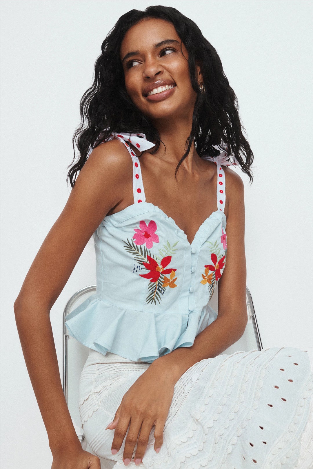 Talca Floral Embroidered Top by Fanm Mon 0