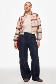 Cream Plaid Sherpa Jacket by Hudson