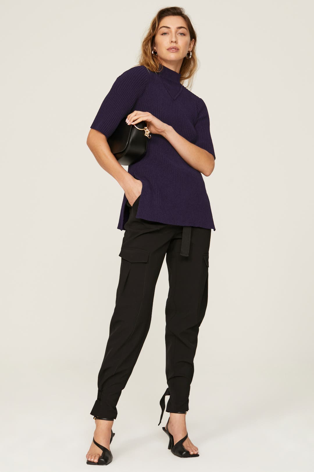 Purple High Neck Sweater by Marina Moscone x RTR | Rent the