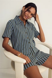 Kyan Striped Button Down Shirt by Veronica Beard