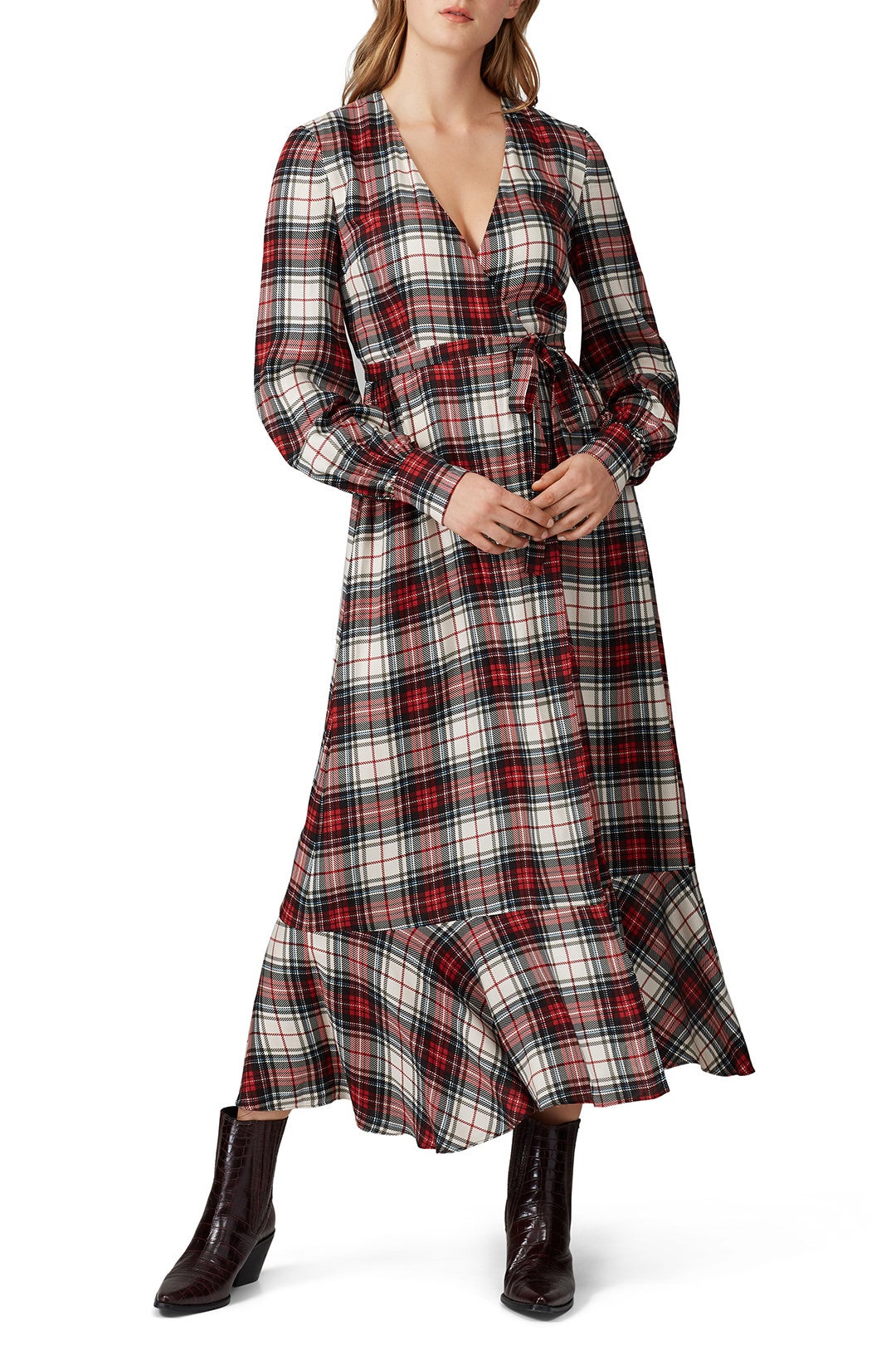 Plaid Salal Wrap Dress by Petersyn 0