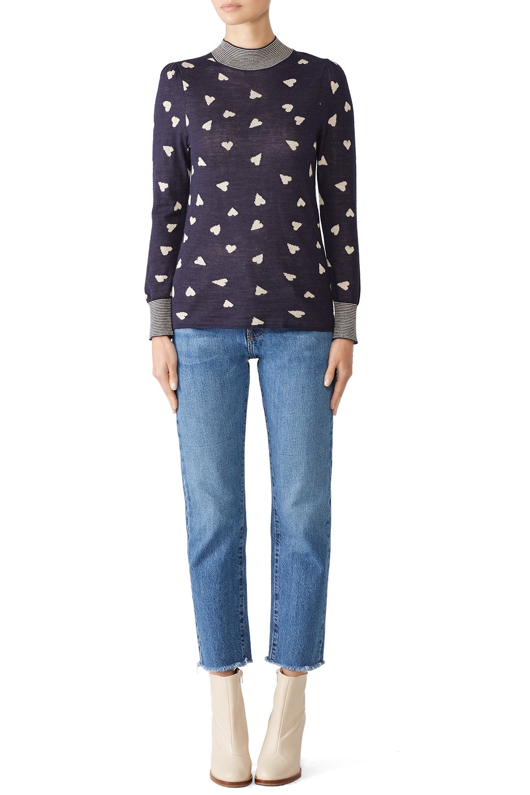 Navy Heart Pullover by Rebecca Taylor NYC 0