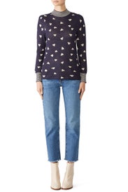 Navy Heart Pullover by Rebecca Taylor NYC