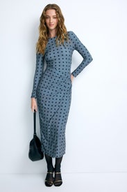 Polka Dot Draped Pencil Dress by ARIAS NEW YORK