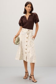 Printed Linen Midi Skirt by Eudon Choi x RTR