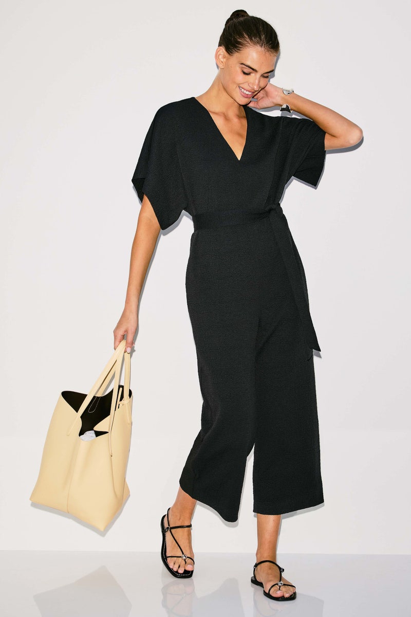 Textured Knit Crepe Jumpsuit by N Natori - Photo 0