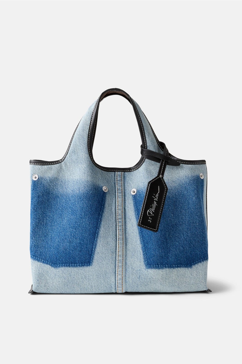 Denim Ghost Patch Mini Market Tote by 3.1 Phillip Lim Accessories - Photo 0