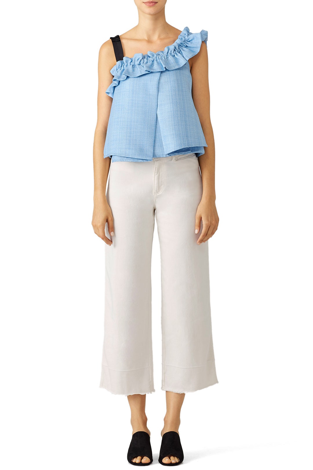 Blue Tao Cropped Ruffle Top by Slate & Willow 0