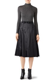 Black Pleated Midi Skirt by Carven