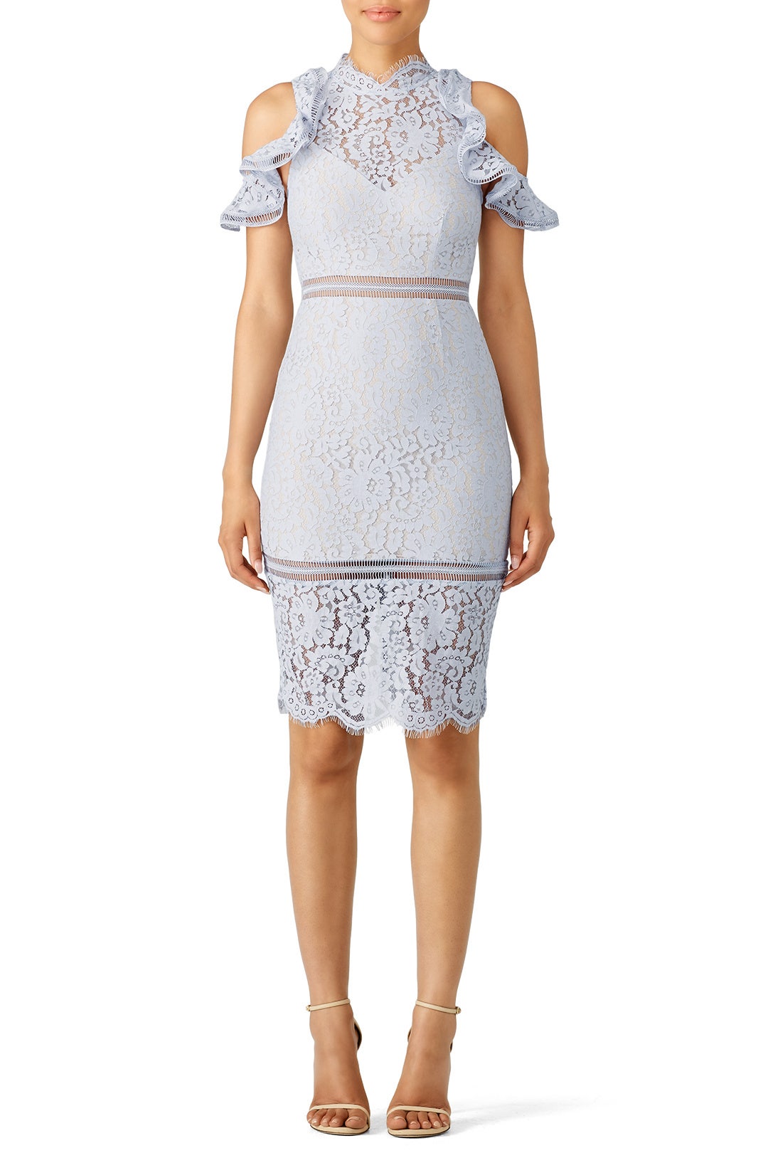 Pale Blue Lace Cold Shoulder Sheath by Keepsake | Rent the Runway Pale Blue Lace Cold Shoulder Sheath by Keepsake | Rent the Runway