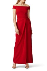 Red Off the Shoulder Gown by Lauren Ralph Lauren