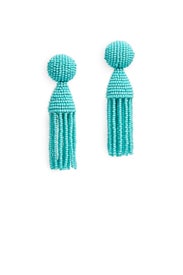 Aqua Short Tassel Earrings by Oscar de la Renta