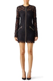 Black Lace Zip Dress by Rachel Zoe