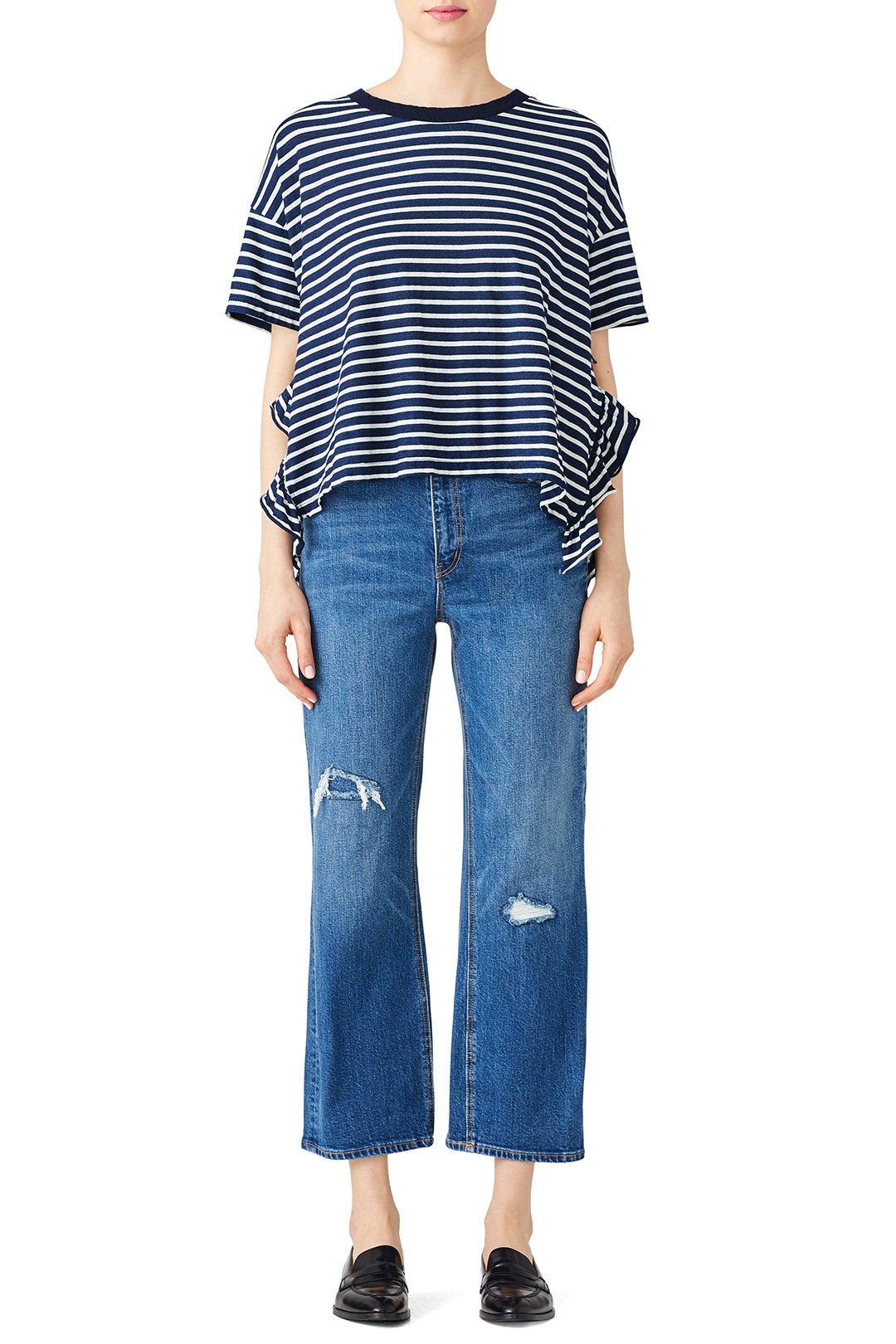 The Side Slit Ruffle Tee by Current/Elliott 0