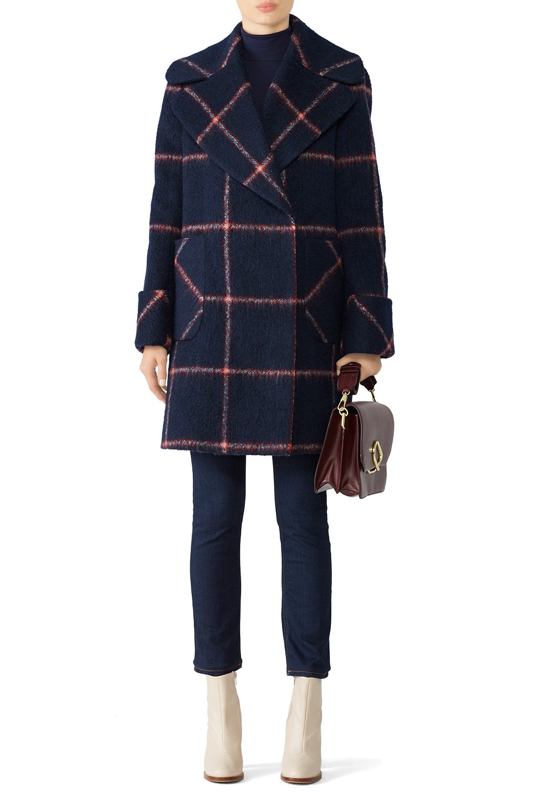 Navy Plaid Coat by KENDALL + KYLIE 0