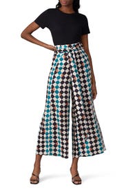 Check Print Tie Waist Pants by PatBO