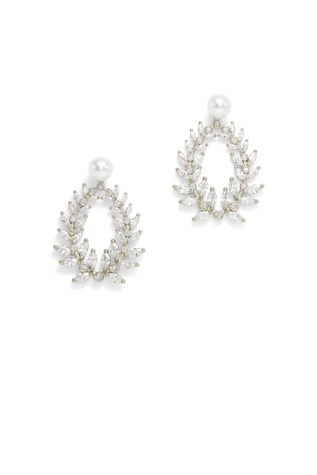 Crystal Leaf Tear Drop Earrings by Slate & Willow Accessories