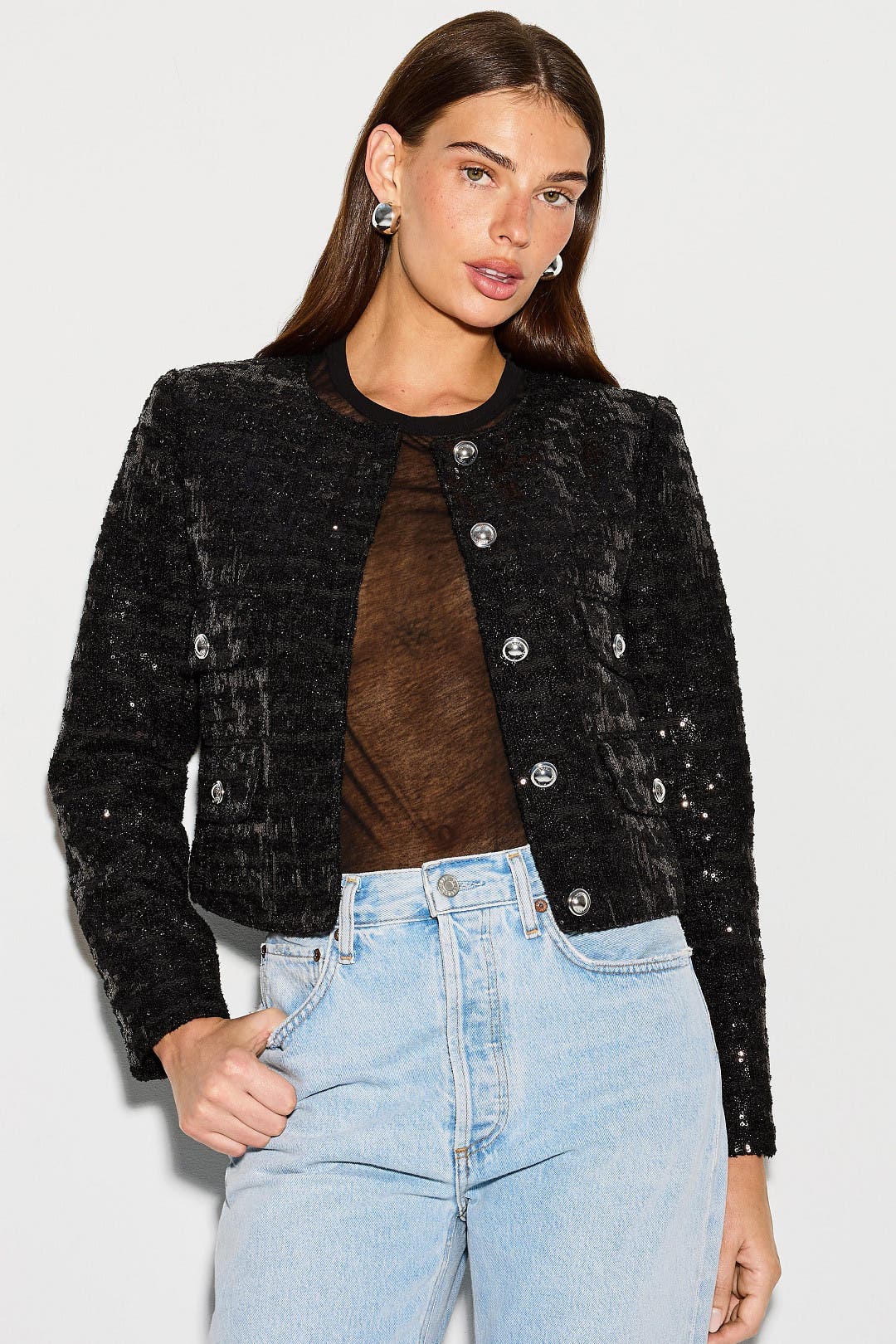 Sequin Tweed Cropped Jacket by MICHAEL KORS | Rent the Runway