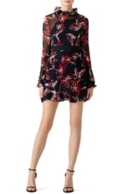Red Floral Ruffle Dress by Nicholas