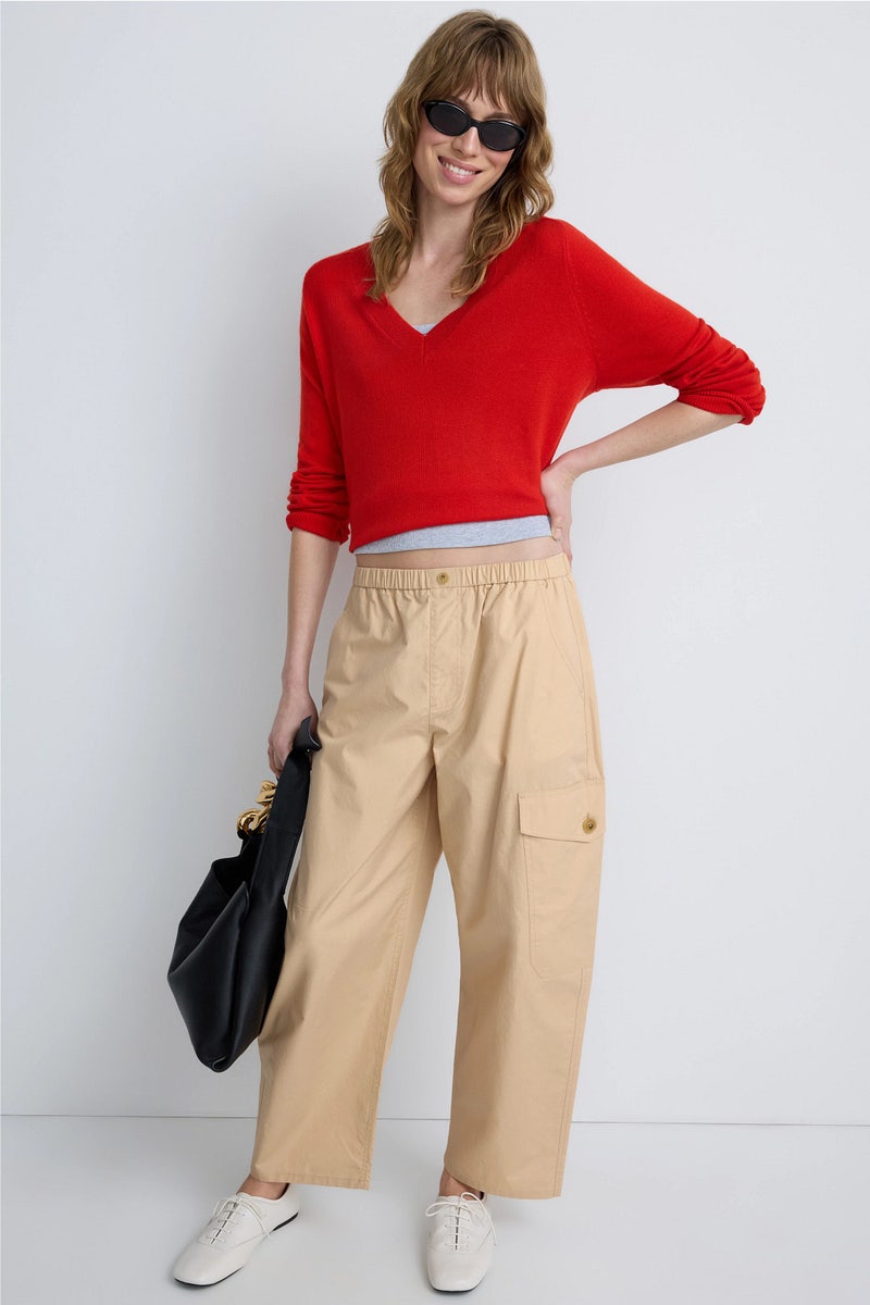 Khaki Barrel Leg Pants by Adam Lippes x RTR - Photo 0
