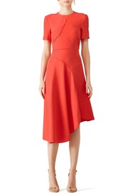Red Asymmetrical Dress by Cedric Charlier