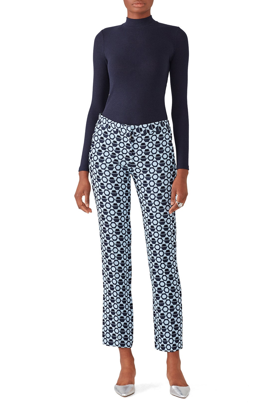 Blue Jacquard Pants by DEREK LAM 0