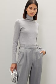 Gray Rib Turtleneck by DONNI.