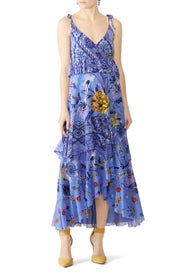 Lavender Patchwork Wrap Dress by Fuzzi