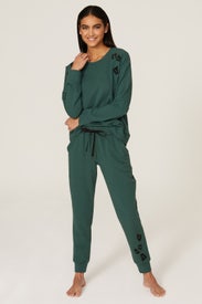 Emerald Leopard Sweatpants by BedHead Pajamas