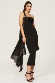 Black Drape Front Dress by Badgley Mischka