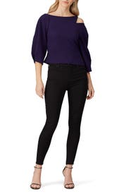 Blue Cutout Top by Christian Siriano