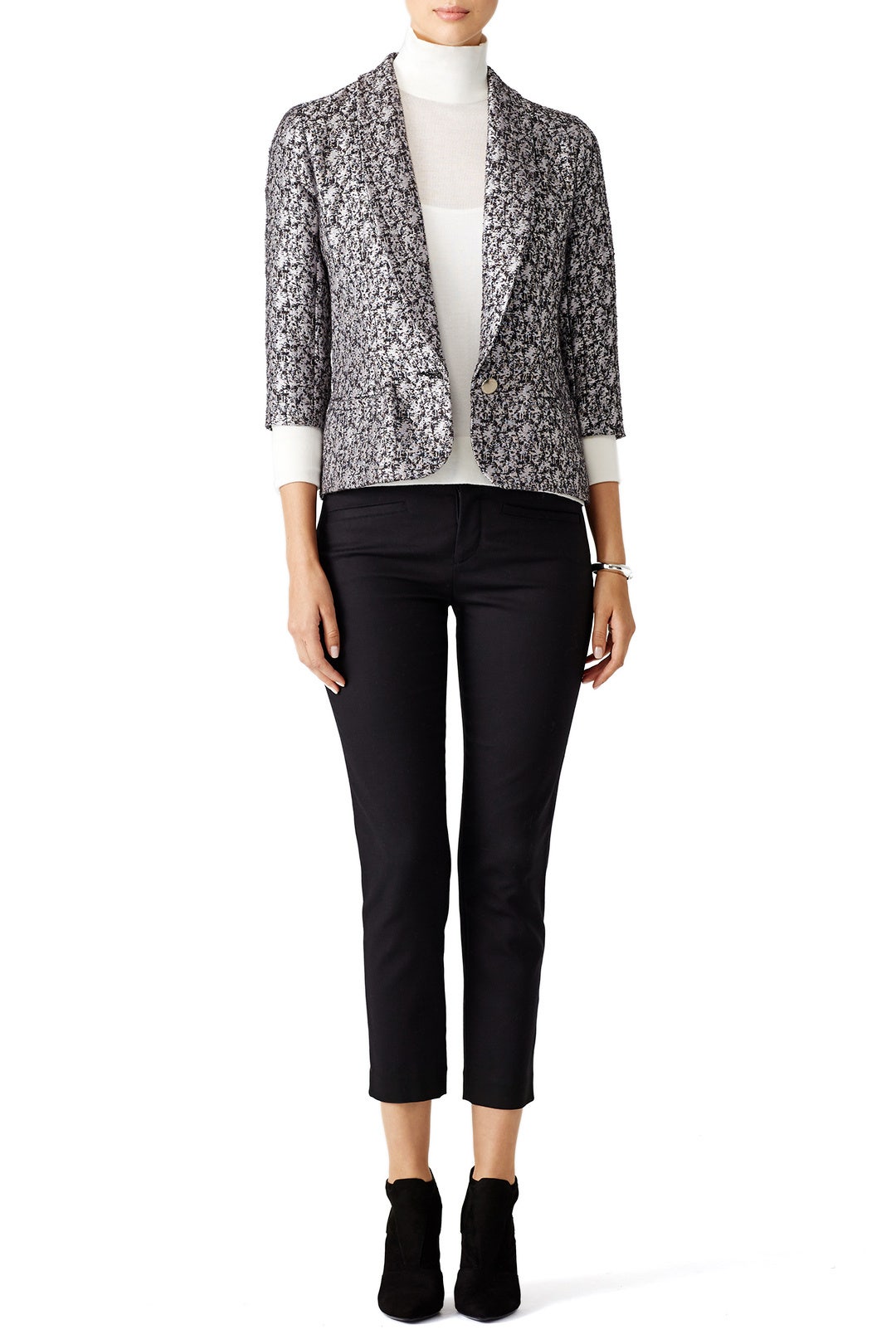 Silver Jacquard Blazer by Paper Crown 0
