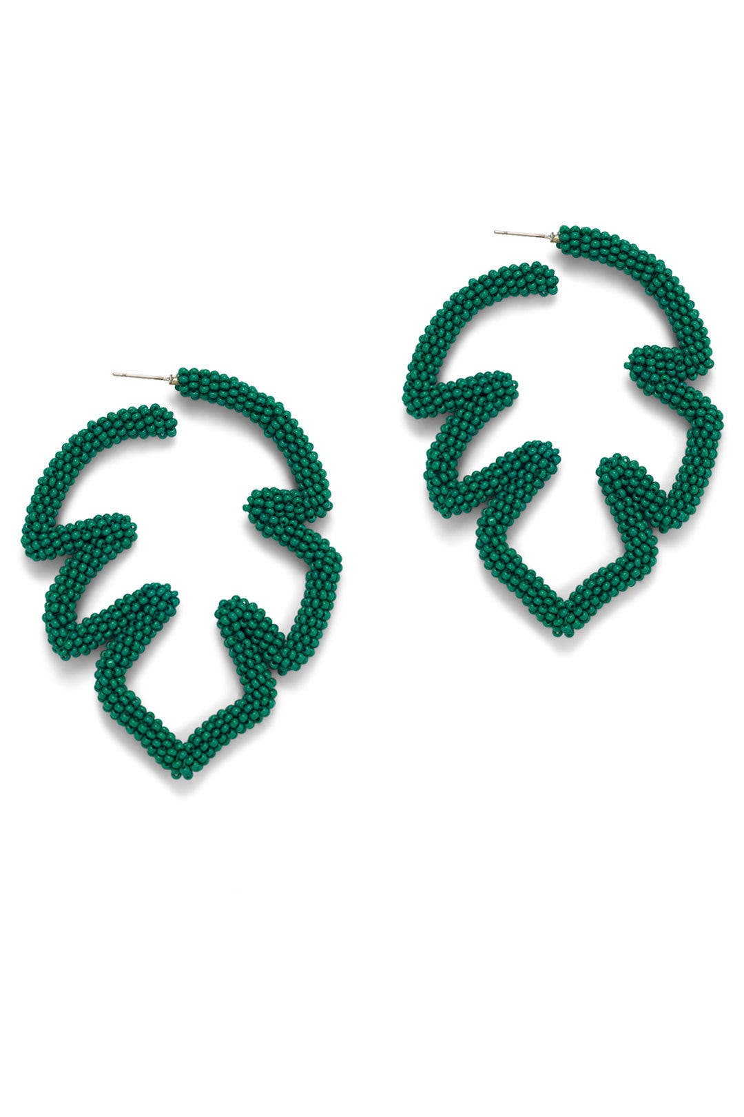 Green Beaded Palm Leaf Earrings by Sachin & Babi Accessories