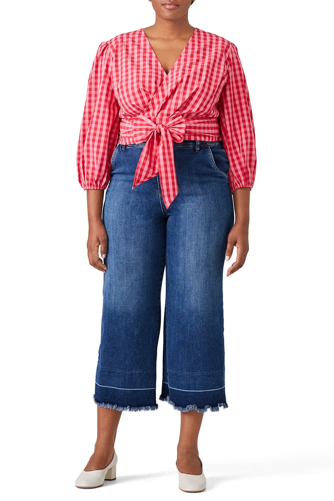 Gingham Wrap Top by Draper James X ELOQUII 0