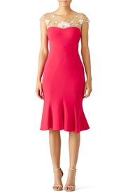 Pink Embroidered Flutter Dress by Marchesa Notte