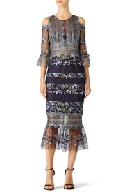 Navy Metallic Dress by Marchesa Notte