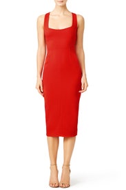 Red Open Back Dress by Narciso Rodriguez