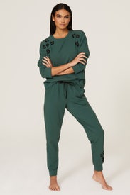 Emerald Leopard Sweatshirt by BedHead Pajamas