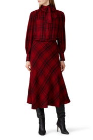 Red Plaid High Neck Top by Lauren Ralph Lauren