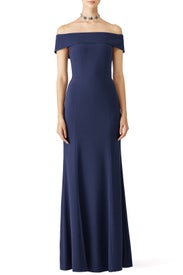 Navy Off Shoulder Gown by Laundry by Shelli Segal