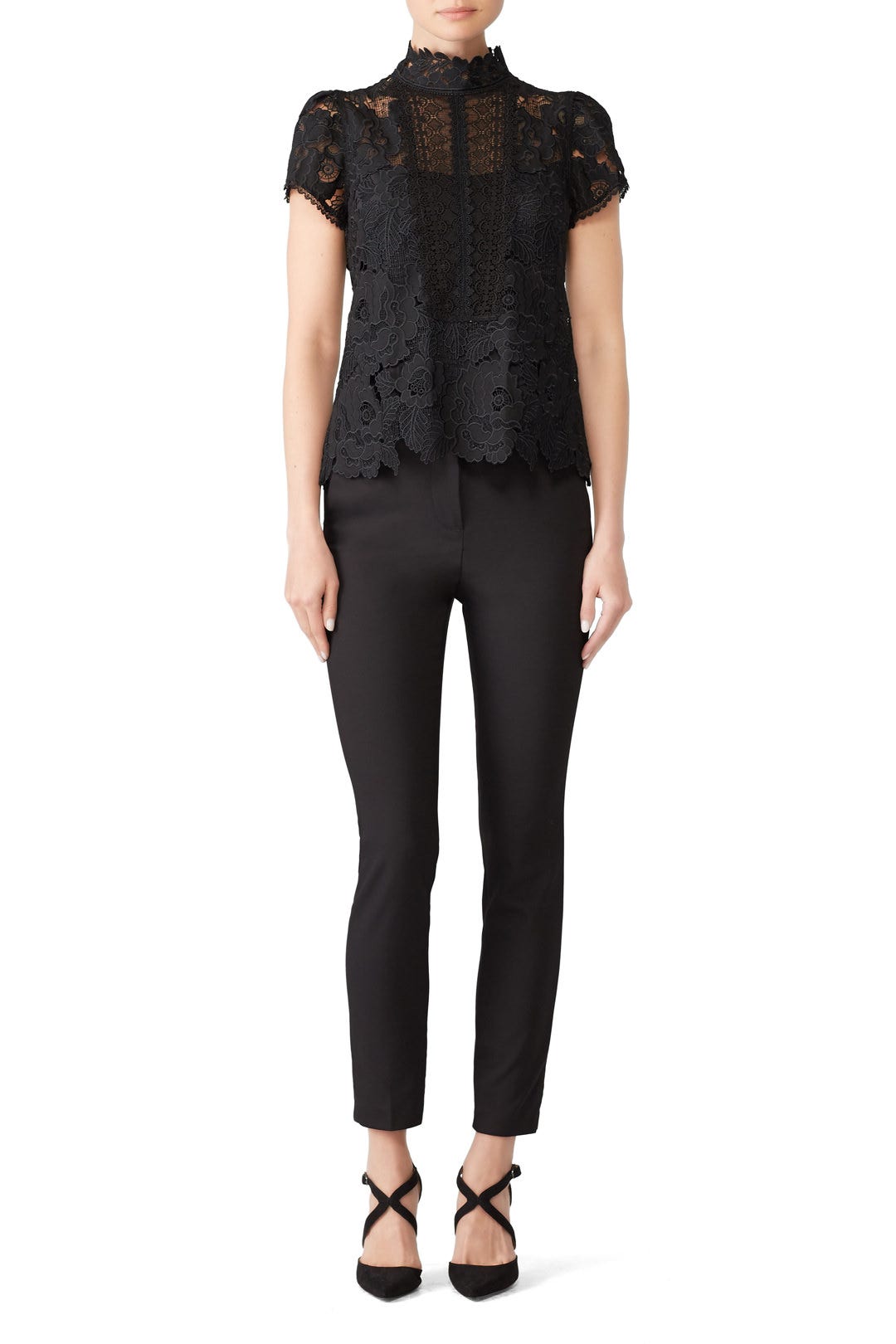 Black Lace Flower Top by Nanette Lepore 0