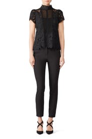 Black Lace Flower Top by Nanette Lepore