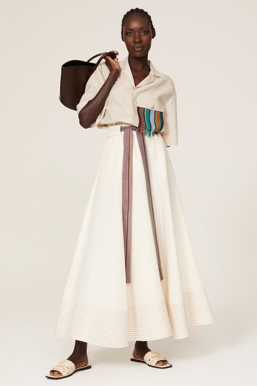 Long Belted Skirt by Benjamin Benmoyal 0